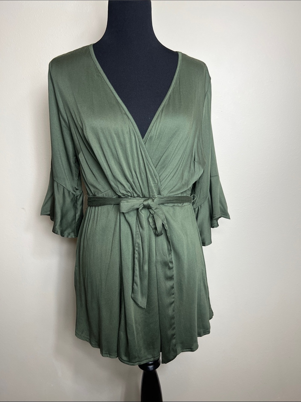 Torrid Olive Green Wrap Top with Tie Waist